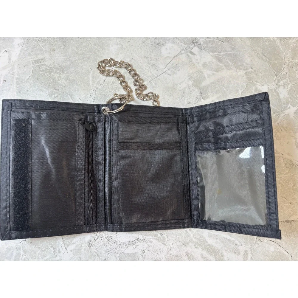 Ride It Like You Stole It Biker Wallet Black Nylon Trifold with Chain Motorcycle